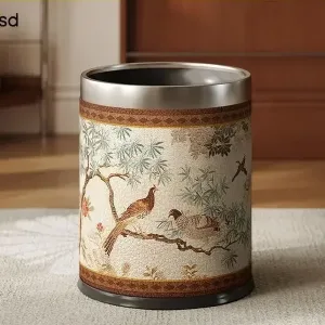 Poubelle Art Oiseaux Argent