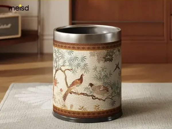 Poubelle Art Oiseaux Argent